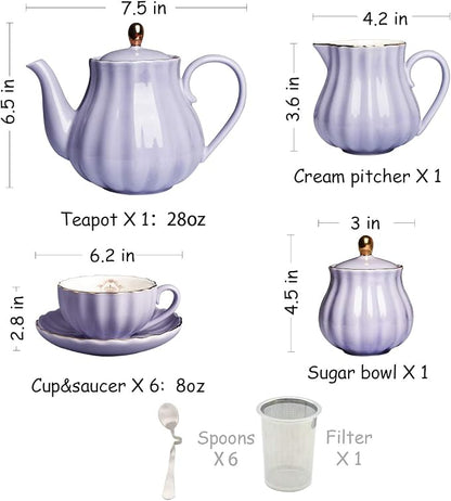 Porcelain Tea Sets British Royal Series, 8 OZ Cups& Saucer Service - Image 3