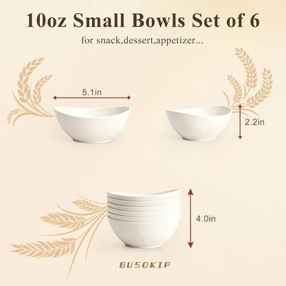 Wheat Straw Bowls Set of 6, Unbreakable Small Plastic Bowls 10oz, Small Serving - Image 2