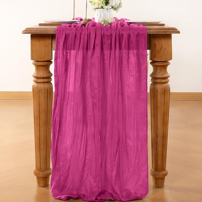 Fuschia Cheesecloth Table Runner 160 Inches 14 Ft Gauze Table Runner | Summer - Image 2