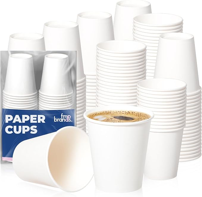 Fit Meal Prep 200 Pack 10 oz Disposable Paper Coffee Cups, Premium White Hot by FMPBRANDS