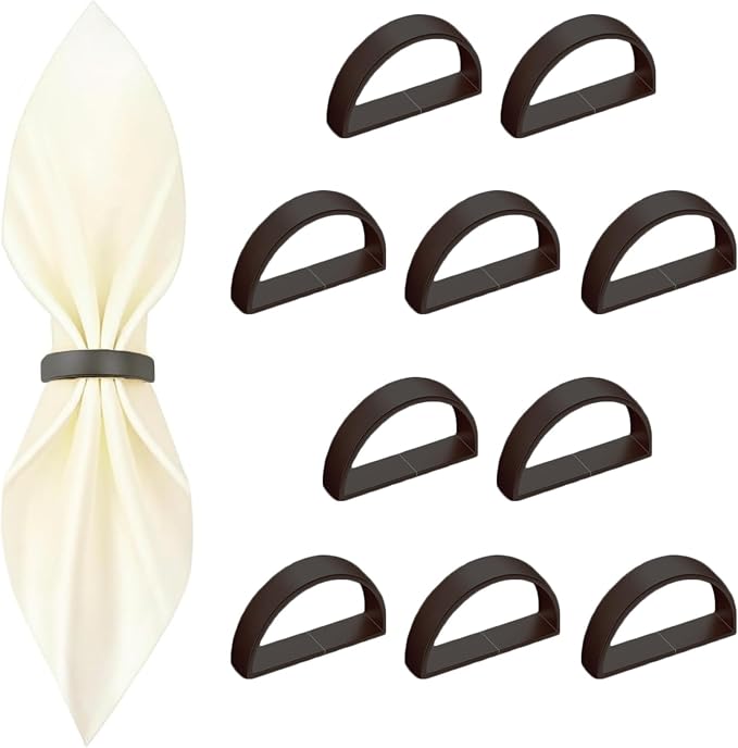 10 Pcs Black Napkin Rings by Unknown