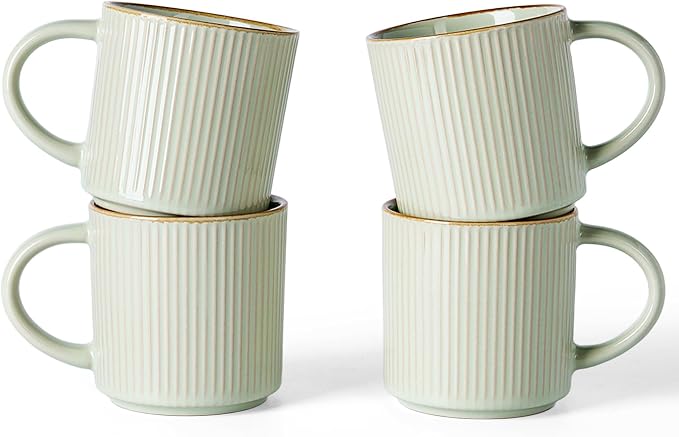 famiware Star Coffee Mug Set for 4, Handcrafted 12 oz Ceramic Stoneware Mugs by Famiware