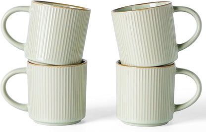 famiware Star Coffee Mug Set for 4, Handcrafted 12 oz Ceramic Stoneware Mugs by Famiware