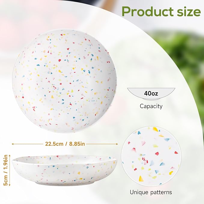 Melamine Bowls Set, 9” Large Pasta Bowl Salad Bowl, Lightweight Unbreakable - Image 6