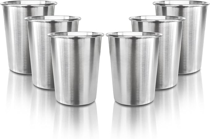 6 Pack 8 oz Stainless Steel Kids Cups, Children's Pint Cups, Stackable Metal by YOLCAR
