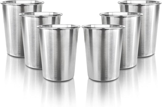 6 Pack 8 oz Stainless Steel Kids Cups, Children's Pint Cups, Stackable Metal by YOLCAR