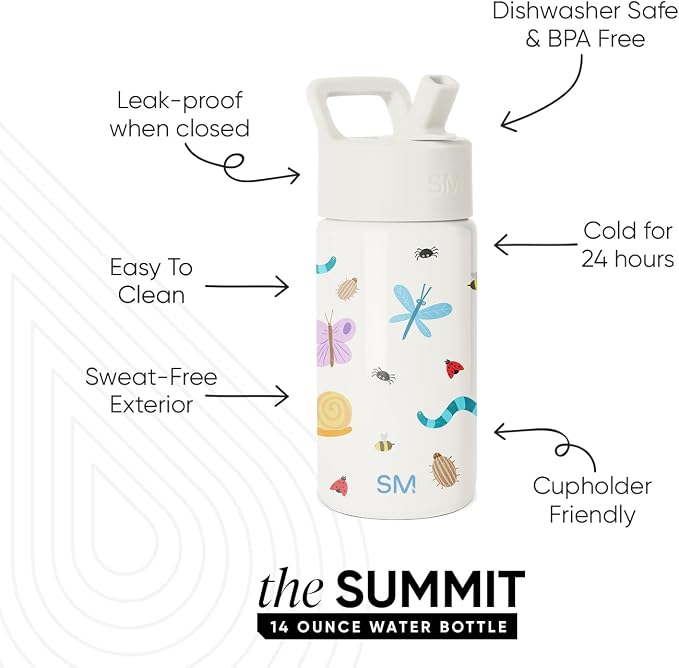 Simple Modern Kids Water Bottle & Toddler Cup | 14oz | Cute Critters | - Image 2