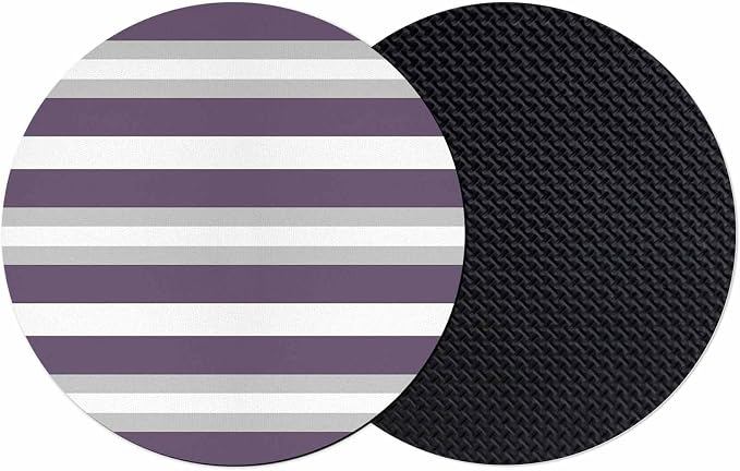 Purple Grey Stripe Coasters Set of 2, Minimalist Farmhouse Striped Soft by PIEPLE