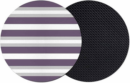 Purple Grey Stripe Coasters Set of 2, Minimalist Farmhouse Striped Soft by PIEPLE