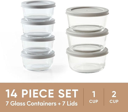 14-Piece Glass Food Storage Containers Set | 1-Cup & 2-Cup, Leakproof | - Image 3