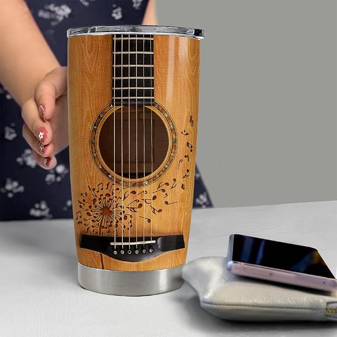 SANDJEST Guitar Tumbler Cup 20oz Insulated Stainless Steel Tumblers Coffee - Image 6