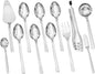 KINGSTONE Large Hostess Serving Utensils Set, 18/10 Stainless Steel -10 inch Serving Spoons, Slotted Spoons, Forks, Tongs, Cake Pie Server, Butter Knife, Sugar spoon for Buffet, Wedding, Party