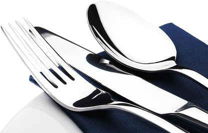 Silverware Set for 8 with Serving Utensils, Stainless Steel Flatware Cutlery | - Image 2