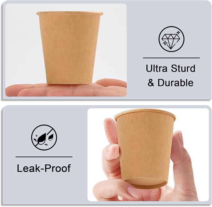 BYSNOW 100 Pack 5 oz Kraft Paper Cups, Small Disposable Bathroom Cups | - Image 2