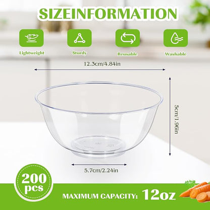mwellewm 100 Pack 12 oz Clear Plastic Bowls, Small Bowls - Image 3