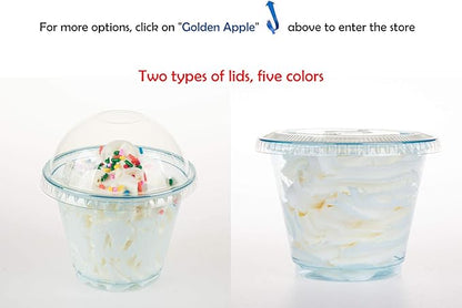Golden Apple, 9oz-50sets Blue Plastic Cups with Clear Flat no Hole lids…