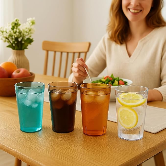 Oojami Set of 8 Plastic Tumblers, 20-Ounce Reusable Cups, BPA-Free & - Image 4