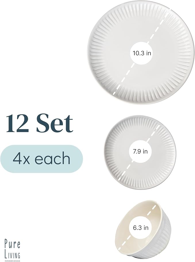 12 Piece Stoneware Dinnerware Set - Image 3