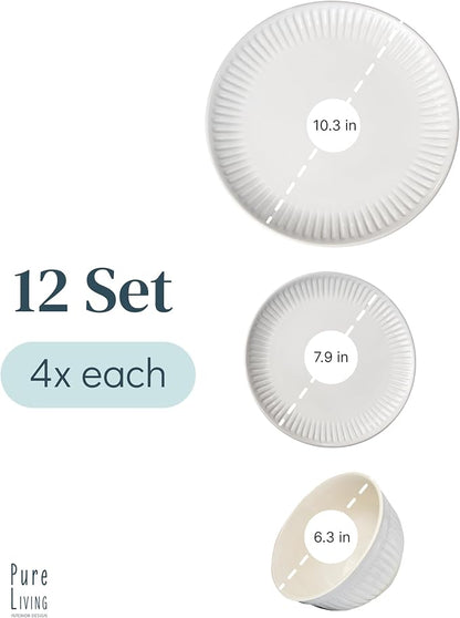 12 Piece Stoneware Dinnerware Set - Image 3