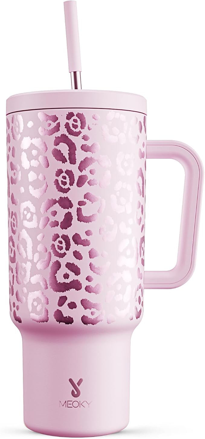 Meoky 40 oz Tumbler with Handle and Straw, Tumbler with Lid and Straw, by MEOKY