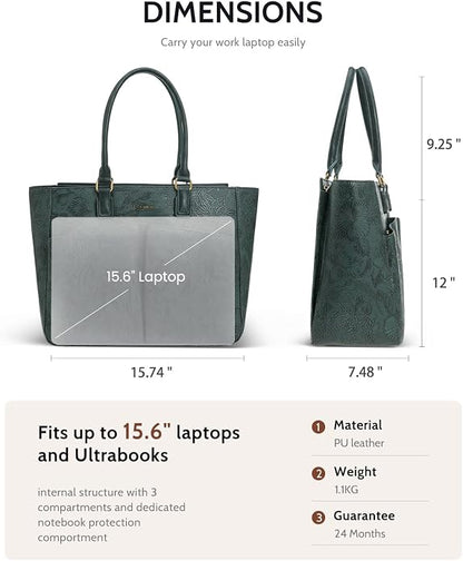 Laptop Tote Bag for Women, Leather Work Tote - Image 6