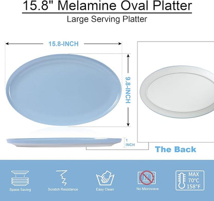 Webbylee ‌16" Melamine Oval Platter Set of 2- Lightweight Durable Serving Tray - Image 2
