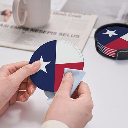 6 Pack Texas Flag Leather Coaster - Image 6