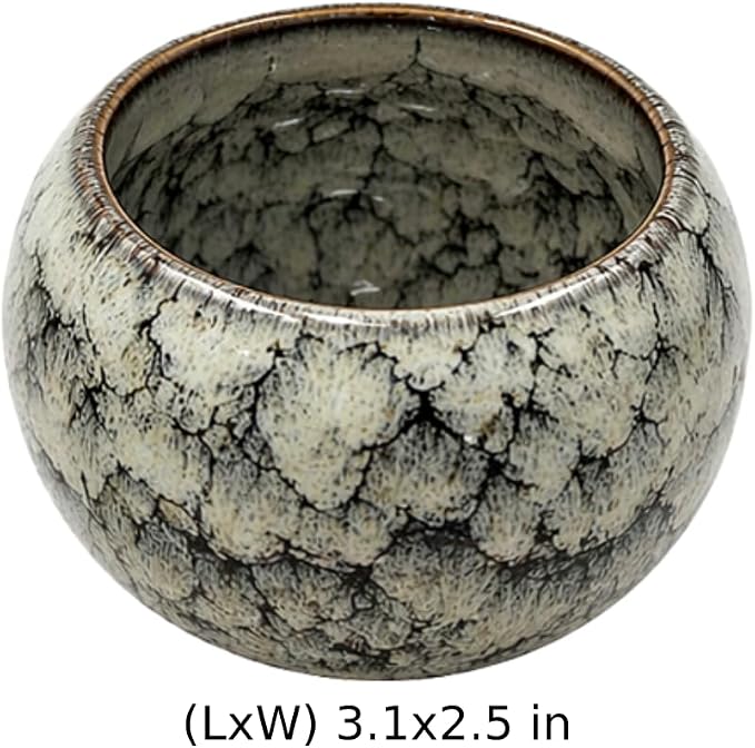 5 Pcs Ceramic Coffee & Teacup Set, Kiln Change Glaze, 5.4 fl oz Handleless - Image 4