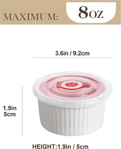 MALACASA 8 Oz Ramekins with Lids Set of 6, Porcelain Creme Brulee Cups | Oven - Image 2