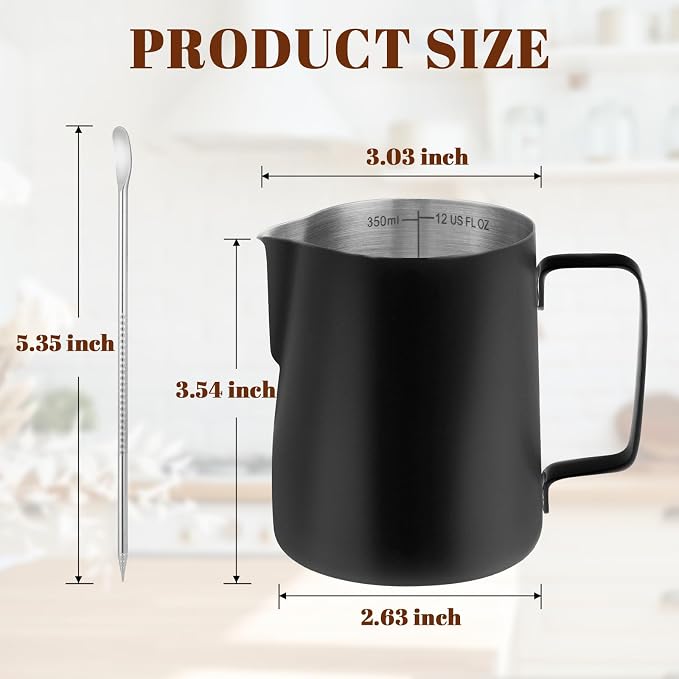Amrules Milk Frothing Pitcher, 12oz Milk Frother Cup - Image 2