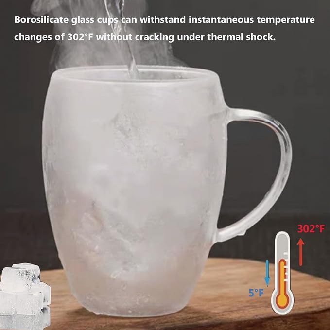 DINGPAI 4 Pack Double Wall Glass Coffee Mugs, 12oz Clear Coffee Cups | Heat - Image 6