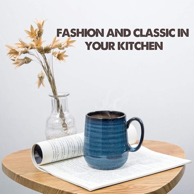 HASENSE Coffee Mugs Set of 4, 15 Ounce Porcelain Mug Set - Image 7