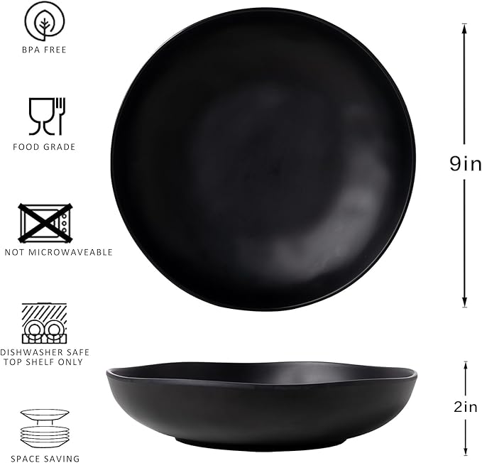 Melamine Bowls Set, 9” Large Pasta Bowl Salad Bowl, Lightweight Unbreakable - Image 5