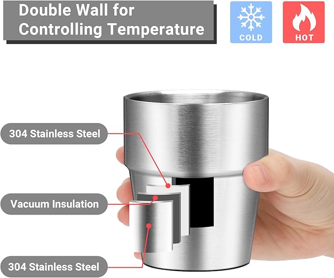 Metal Cup, 10 oz Insulated Tumbler, 4 Pack Double Wall Unbreakable Stackable - Image 3
