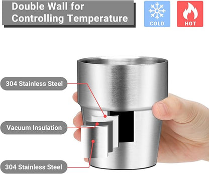 Metal Cup, 10 oz Insulated Tumbler, 4 Pack Double Wall Unbreakable Stackable - Image 3