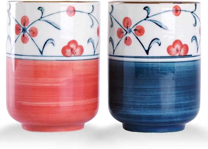 WHJY 10oz Transitional Chinese/Japanese style Handle-less Ceramic Tea cups by WHJY
