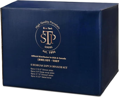24-Piece Bone China Dinnerware Set in Gift Box, Service - Image 7