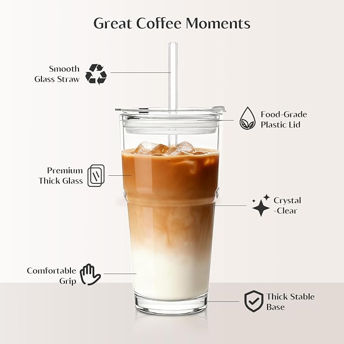 INSETLAN 20 oz Clear Glass Cup - Image 8