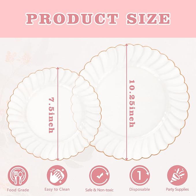 YOUBET 60PCS Rose Gold Plastic Plates - Image 2