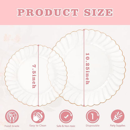 YOUBET 60PCS Rose Gold Plastic Plates - Image 2