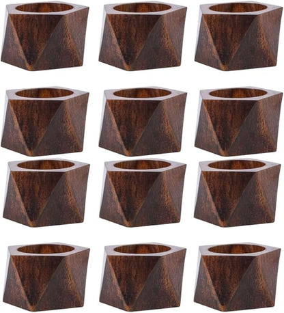Napkin Rings, Wood Napkin Rings Napkin Holders Buckles for Dining, Anniversary, Birthday, Dinner, Christmas, Party of Table (WOODEM HXG-PCK12)