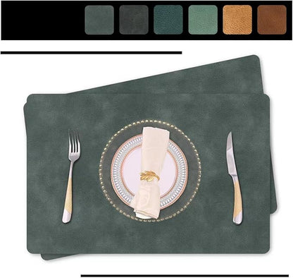 Faux Leather Eco-Friendly Dining Placemats with Rounded Corners-Set of 4,Oilproof&Wipeable Table Mats,Heat-Resistant&Non-Slip for Kitchen Table and Kids(Grey)