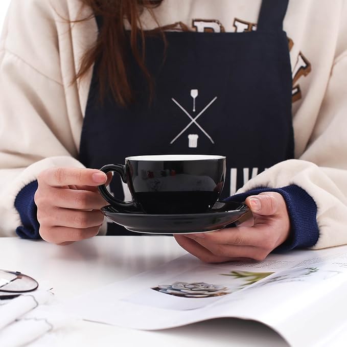 Coffeezone Free Pour Coffee Cup and Saucer, Small Cappuccino and Double Espresso - Image 2