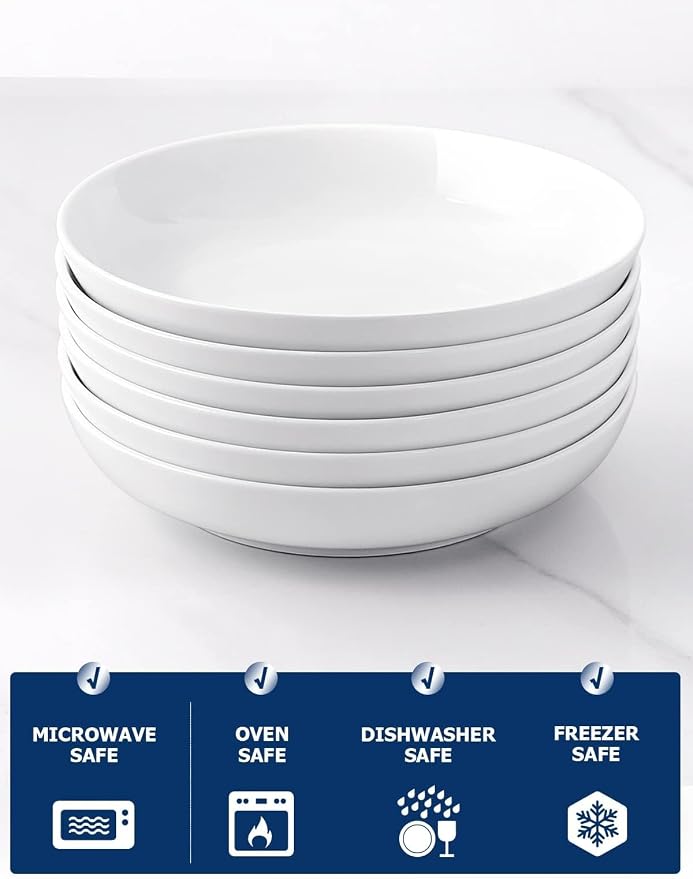 Y YHY Pasta Bowls, 30oz Salad Bowls White Soup Bowls Large Pasta Serving Bowl - Image 6