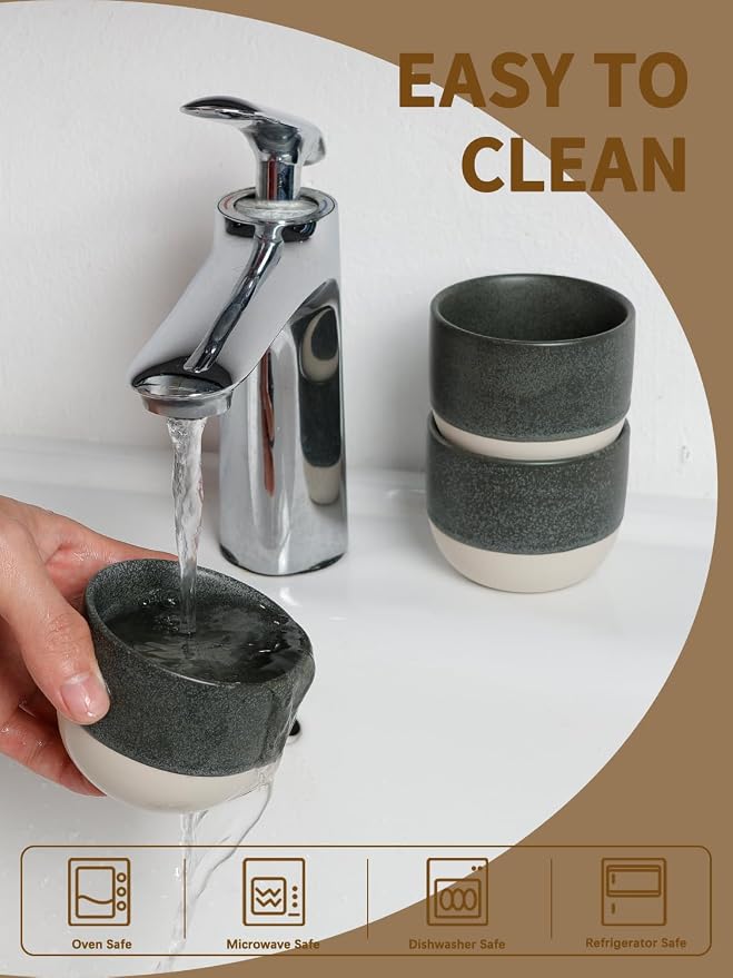 4oz Espresso Cups Set of 4, Ceramic Demitasse Coffee Cups - Image 5