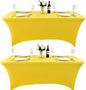 2-Pack 6ft Spandex Table Covers for Rectangle Standard Folding Tables - Wrinkle Resistant Stretch Tablecloths - Ultimate Fitted Table Protector for Parties, Trade Shows, Banquet