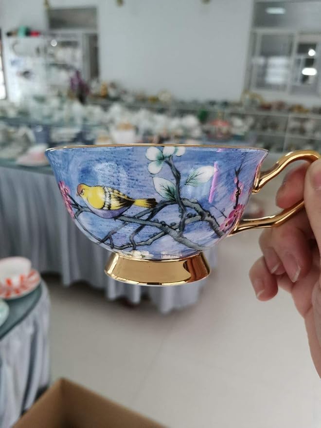 Bone China Cup& Saucer Set, 6.8oz- Birds& Trees - Image 6