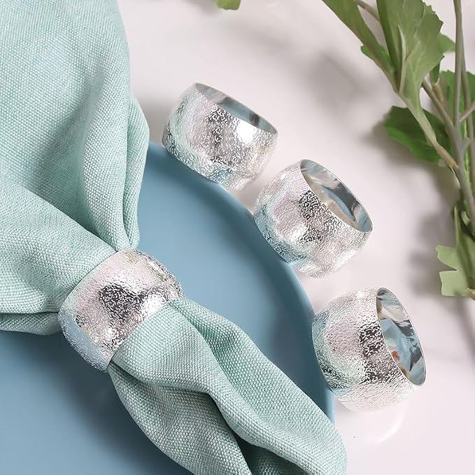 Set of 100 Napkin Rings Metal Silver Circular Napkin Ring, Napkin Rings Bulk - Image 5