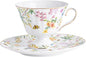 fanquare 5 oz Yellow Spring Floral Porcelain Tea Cup and Saucer | Wildflowers by fanquare