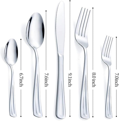 20-Piece Silverware Set for 4, GoGeiLi Stainless Steel Flatware Cutlery Set for 4, include Fork, Knife and Spoon Set, Mirror Finished